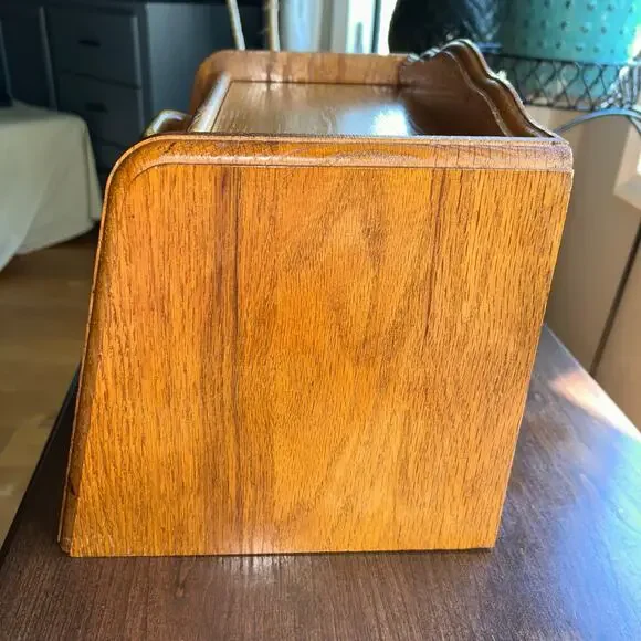 Paul Revere vintage wooden bread box ceramic medallion farmhouse country decor